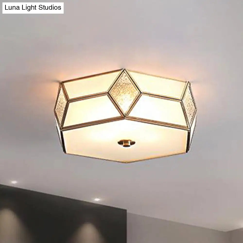 DecorBites™ DecorBites™ Geometrical Flush Mount Traditional White Glass Chandelier - Wide Options, 2/3 Bulbs