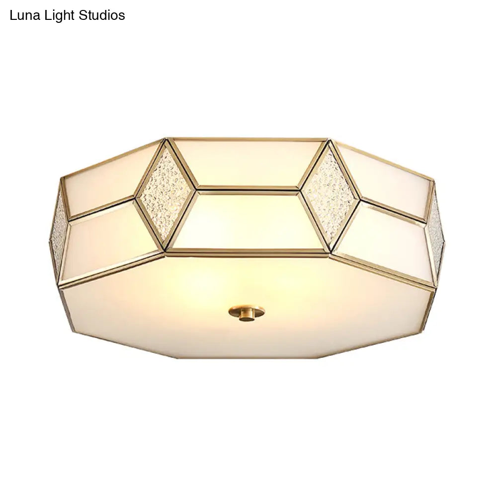 DecorBites™ DecorBites™ Geometrical Flush Mount Traditional White Glass Chandelier - Wide Options, 2/3 Bulbs