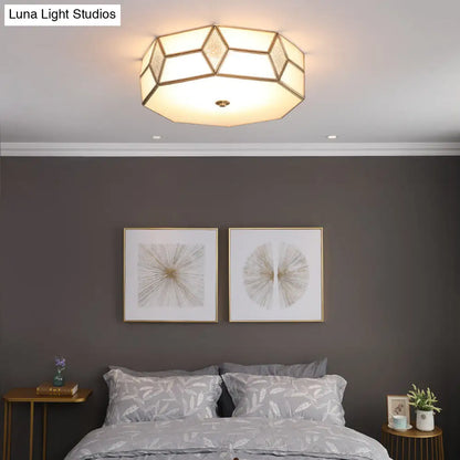 DecorBites™ DecorBites™ Geometrical Flush Mount Traditional White Glass Chandelier - Wide Options, 2/3 Bulbs