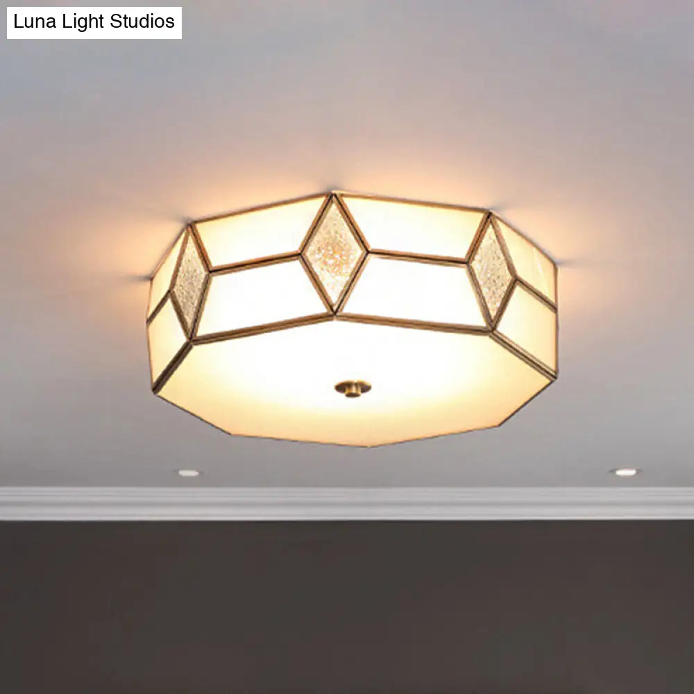 DecorBites™ DecorBites™ Geometrical Flush Mount Traditional White Glass Chandelier - Wide Options, 2/3 Bulbs