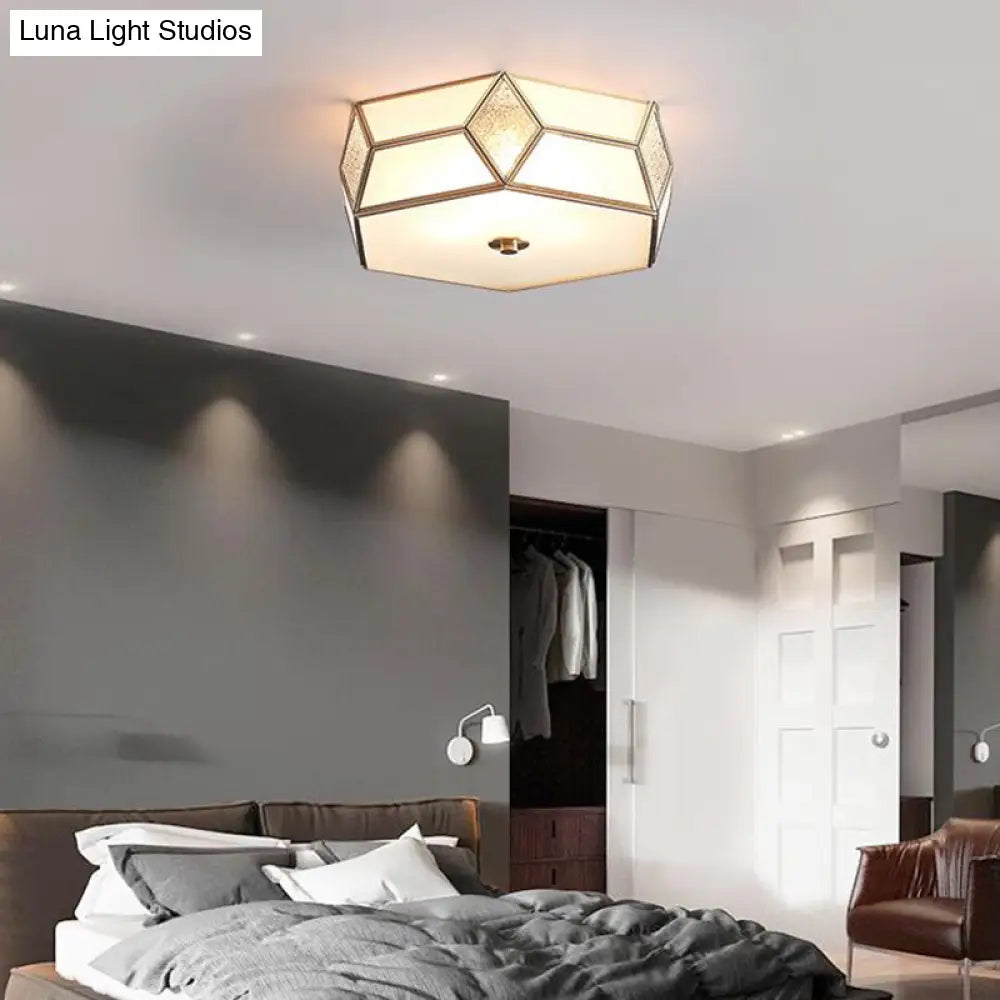 DecorBites™ DecorBites™ Geometrical Flush Mount Traditional White Glass Chandelier - Wide Options, 2/3 Bulbs