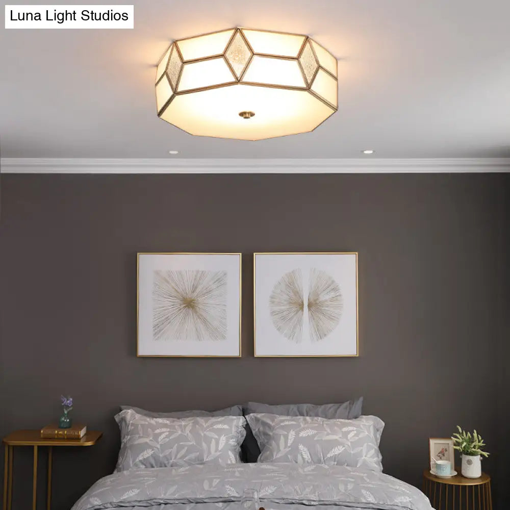 DecorBites™ DecorBites™ Geometrical Flush Mount Traditional White Glass Chandelier - Wide Options, 2/3 Bulbs