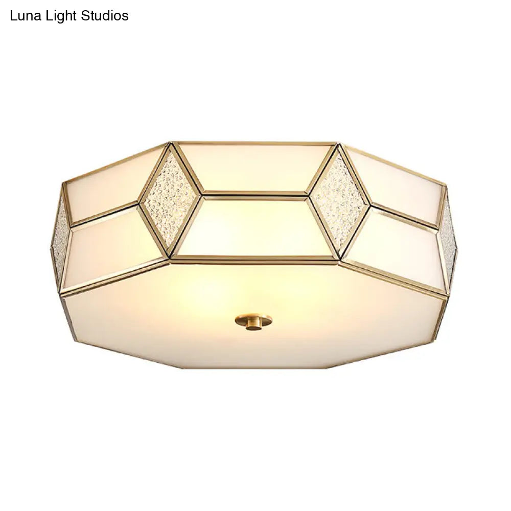 DecorBites™ DecorBites™ Geometrical Flush Mount Traditional White Glass Chandelier - Wide Options, 2/3 Bulbs