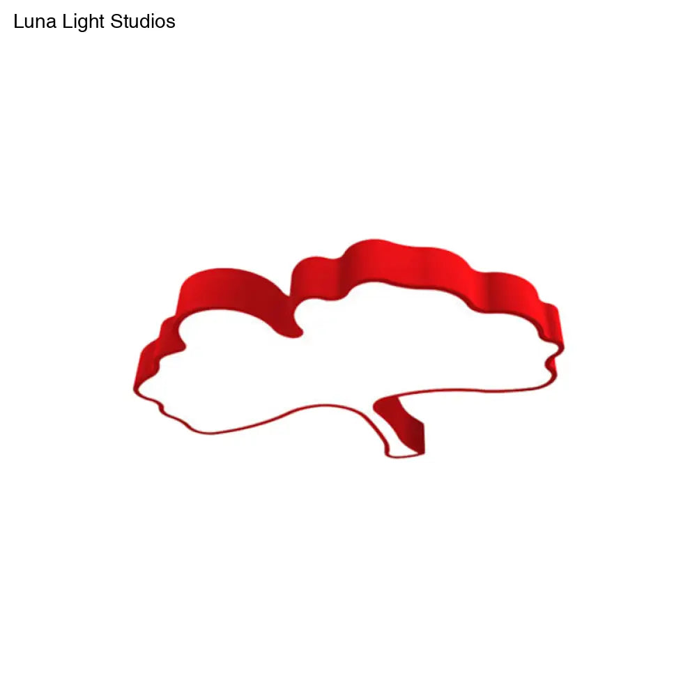 Lámpara de techo LED DecorBites™ con forma de hoja de ginkgo en metal color macaron, roja/amarilla/azul - Montaje empotrado para habitación infantil, 23,5"/31,5" de ancho