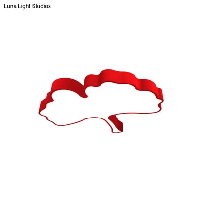 Lámpara de techo LED DecorBites™ con forma de hoja de ginkgo en metal color macaron, roja/amarilla/azul - Montaje empotrado para habitación infantil, 23,5"/31,5" de ancho