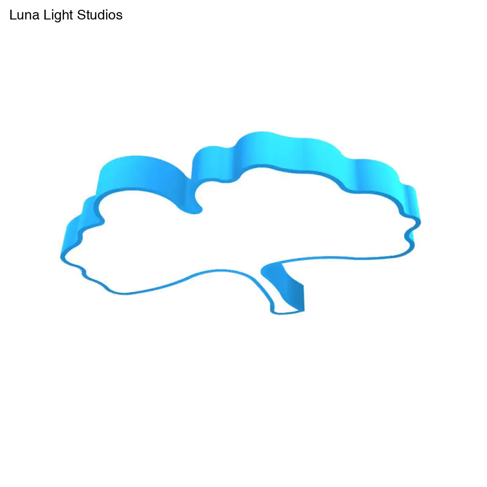 Lámpara de techo LED DecorBites™ con forma de hoja de ginkgo en metal color macaron, roja/amarilla/azul - Montaje empotrado para habitación infantil, 23,5"/31,5" de ancho