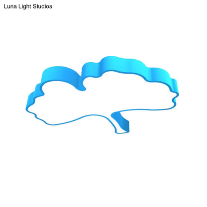 Lámpara de techo LED DecorBites™ con forma de hoja de ginkgo en metal color macaron, roja/amarilla/azul - Montaje empotrado para habitación infantil, 23,5"/31,5" de ancho