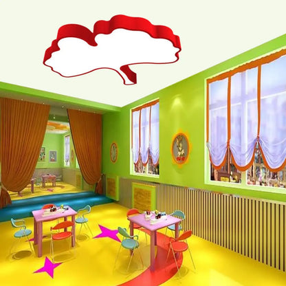 Lámpara de techo LED DecorBites™ con forma de hoja de ginkgo en metal color macaron, roja/amarilla/azul - Montaje empotrado para habitación infantil, 23,5"/31,5" de ancho