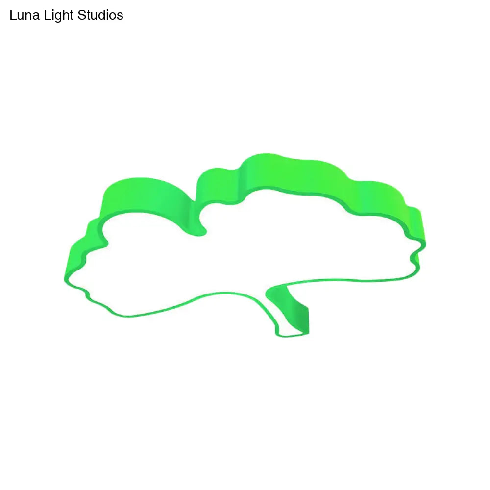 Lámpara de techo LED DecorBites™ con forma de hoja de ginkgo en metal color macaron, roja/amarilla/azul - Montaje empotrado para habitación infantil, 23,5"/31,5" de ancho