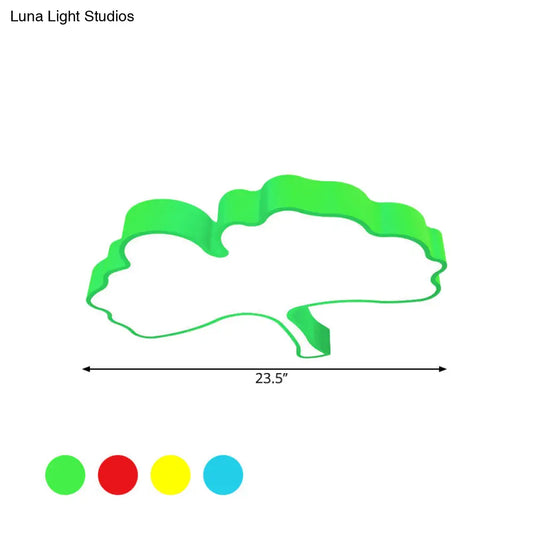 ديكوربايتس™ مصباح سقف LED على شكل ورقة جنكة من معدن الماكارون، أحمر/أصفر/أزرق - تركيب مدمج في غرفة الأطفال، عرض 23.5 بوصة/31.5 بوصة