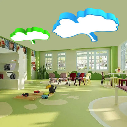 Lámpara de techo LED DecorBites™ con forma de hoja de ginkgo en metal color macaron, roja/amarilla/azul - Montaje empotrado para habitación infantil, 23,5"/31,5" de ancho