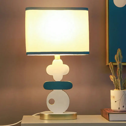 Giovanna - Modern Single Light Bedside Night Lamp Modern Blue/Green Reading Task Lighting with Barrel Fabric Shade