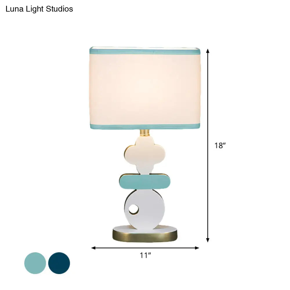 Giovanna - Modern Single Light Bedside Night Lamp Modern Blue/Green Reading Task Lighting with Barrel Fabric Shade