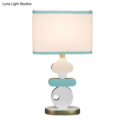 Giovanna - Modern Single Light Bedside Night Lamp Modern Blue/Green Reading Task Lighting with Barrel Fabric Shade