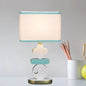 Giovanna - Modern Single Light Bedside Night Lamp Modern Blue/Green Reading Task Lighting with Barrel Fabric Shade