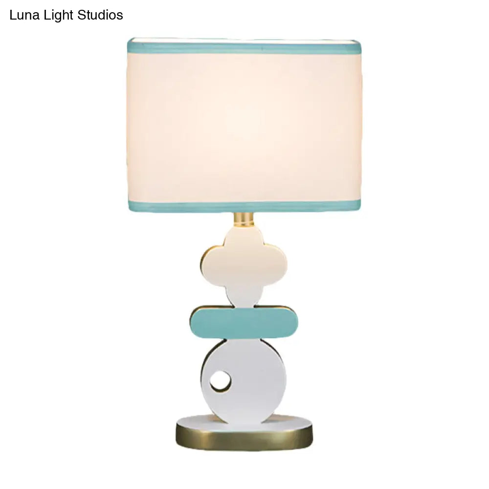 Giovanna - Modern Single Light Bedside Night Lamp Modern Blue/Green Reading Task Lighting with Barrel Fabric Shade