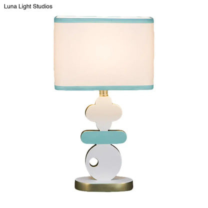 Giovanna - Modern Single Light Bedside Night Lamp Modern Blue/Green Reading Task Lighting with Barrel Fabric Shade