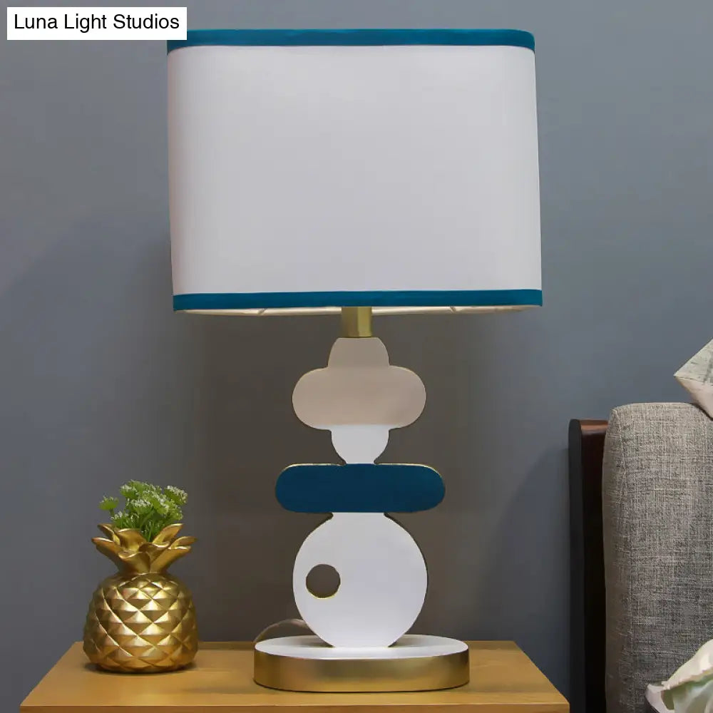 Giovanna - Modern Single Light Bedside Night Lamp Modern Blue/Green Reading Task Lighting with Barrel Fabric Shade