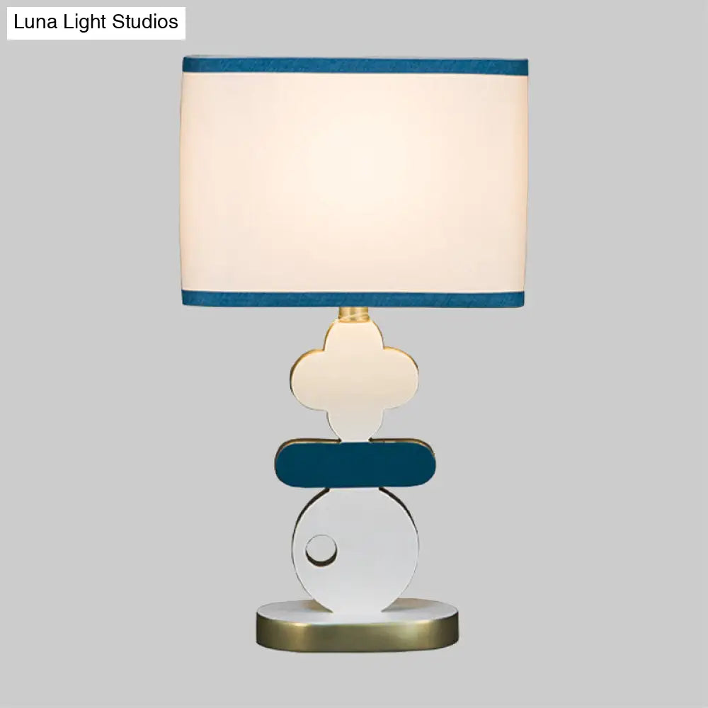 Giovanna - Modern Single Light Bedside Night Lamp Modern Blue/Green Reading Task Lighting with Barrel Fabric Shade