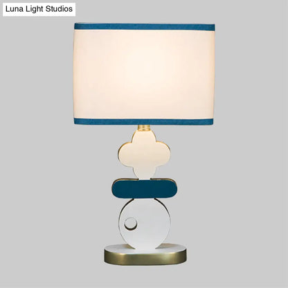 Giovanna - Modern Single Light Bedside Night Lamp Modern Blue/Green Reading Task Lighting with Barrel Fabric Shade