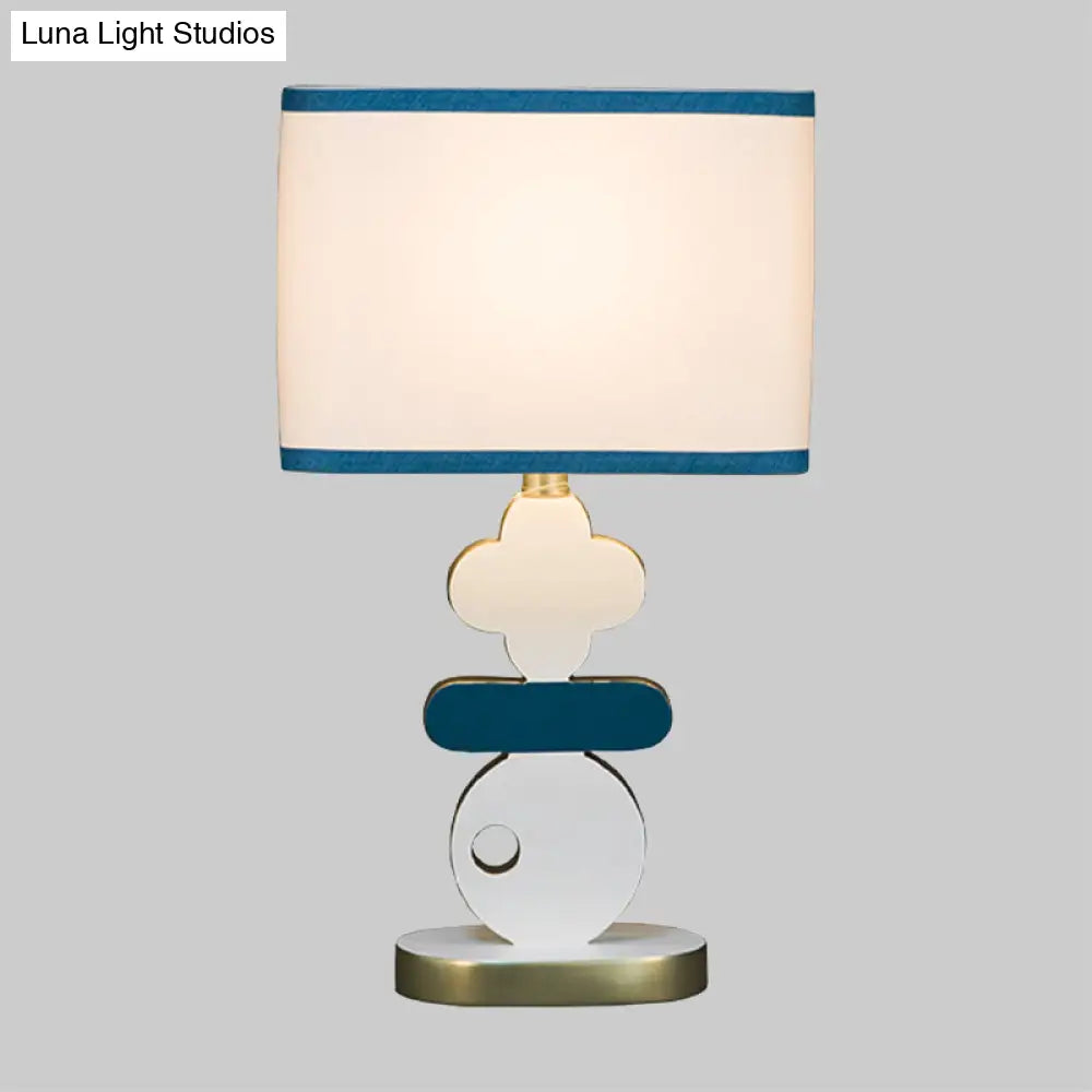 Giovanna - Modern Single Light Bedside Night Lamp Modern Blue/Green Reading Task Lighting with Barrel Fabric Shade