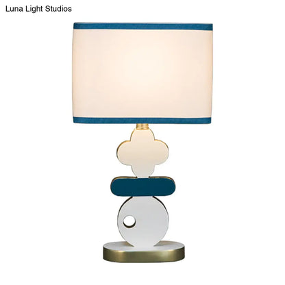 Giovanna - Modern Single Light Bedside Night Lamp Modern Blue/Green Reading Task Lighting with Barrel Fabric Shade