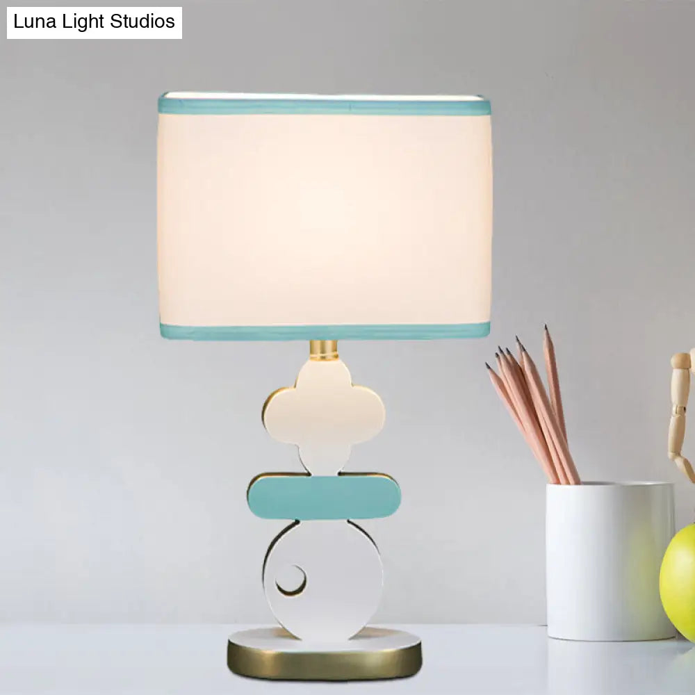 Giovanna - Modern Single Light Bedside Night Lamp Modern Blue/Green Reading Task Lighting with Barrel Fabric Shade