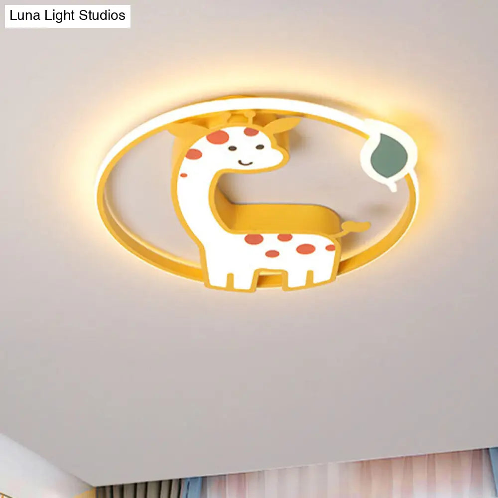 DecorBites™ DecorBites™ Giraffe Kids Ceiling Light Fixture - Iron Frame, LED Yellow Flush Mount for Children's Bedroom