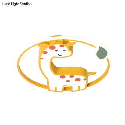 DecorBites™ DecorBites™ Giraffe Kids Ceiling Light Fixture - Iron Frame, LED Yellow Flush Mount for Children's Bedroom