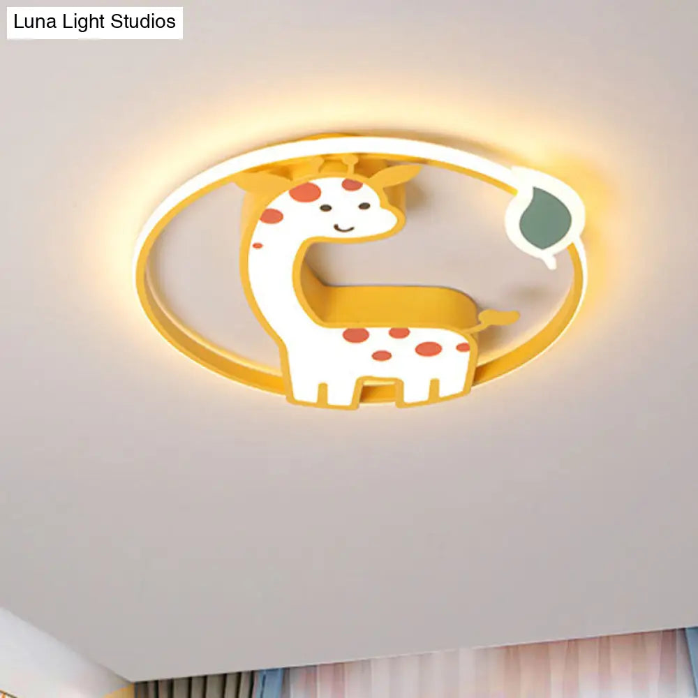 DecorBites™ DecorBites™ Giraffe Kids Ceiling Light Fixture - Iron Frame, LED Yellow Flush Mount for Children's Bedroom