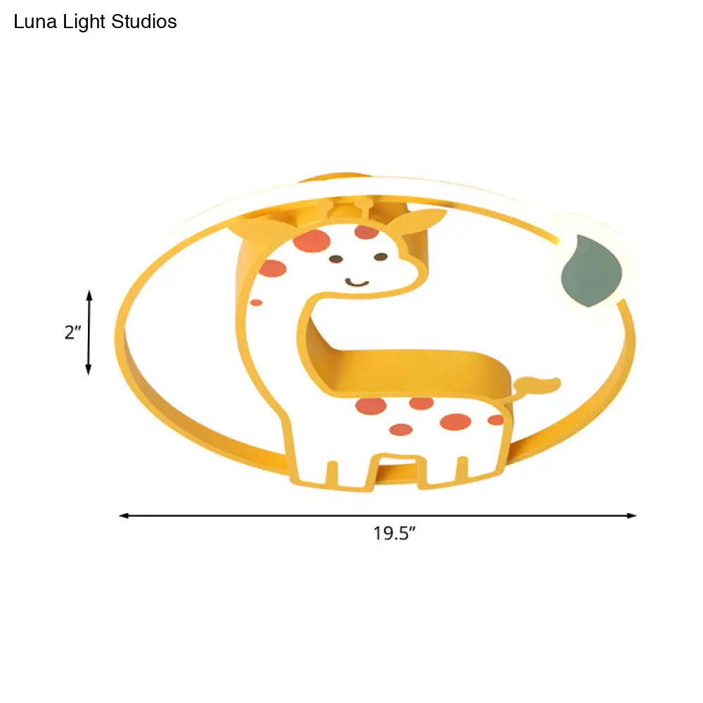 DecorBites™ DecorBites™ Giraffe Kids Ceiling Light Fixture - Iron Frame, LED Yellow Flush Mount for Children's Bedroom