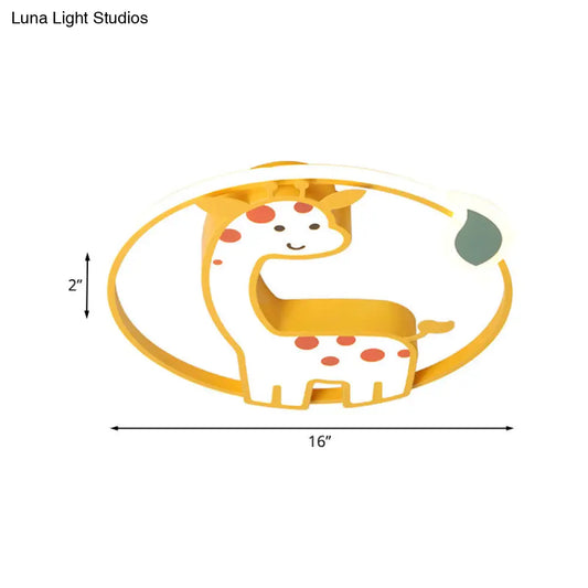 DecorBites™ DecorBites™ Giraffe Kids Ceiling Light Fixture - Iron Frame, LED Yellow Flush Mount for Children's Bedroom