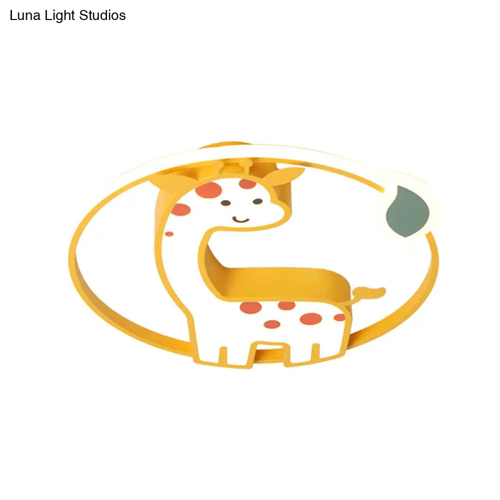 DecorBites™ DecorBites™ Giraffe Kids Ceiling Light Fixture - Iron Frame, LED Yellow Flush Mount for Children's Bedroom