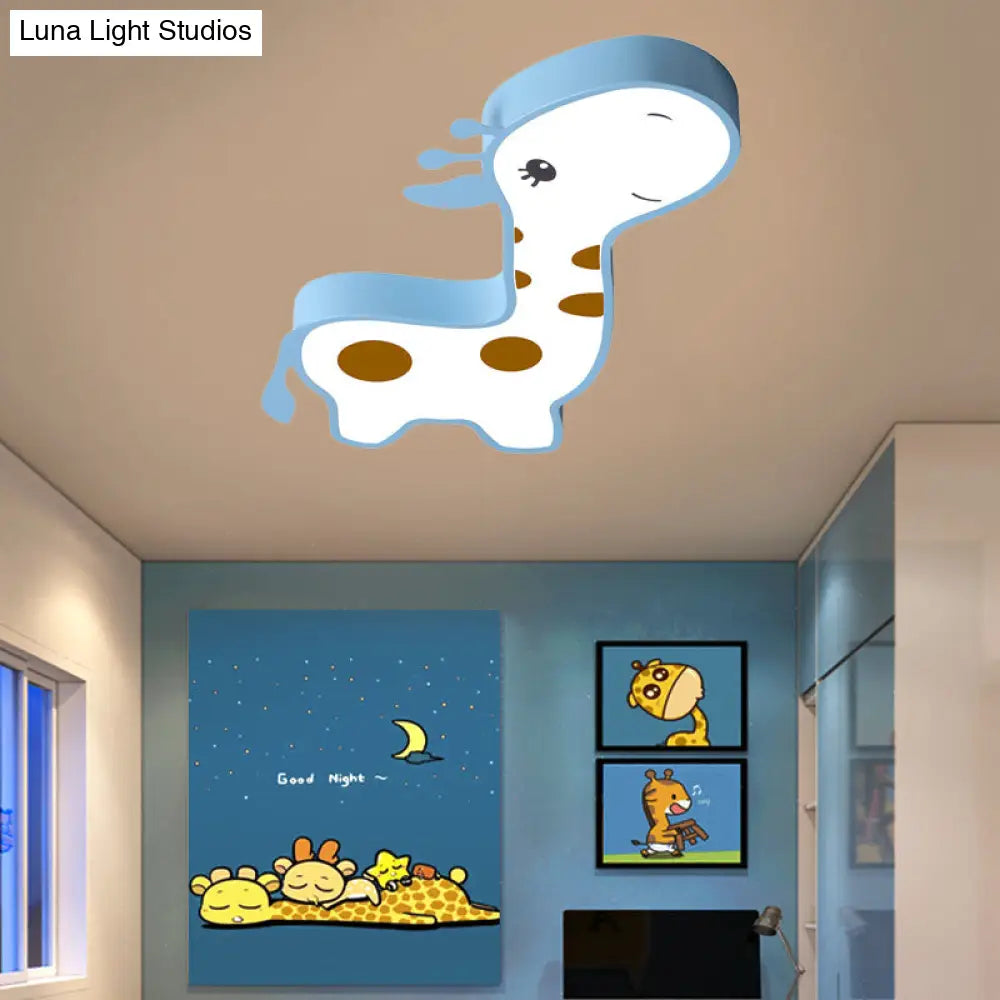 ديكوربايتس™ مصباح LED أكريليك على شكل زرافة، أزرق/وردي، بتصميم كرتوني، مناسب لغرفة النوم