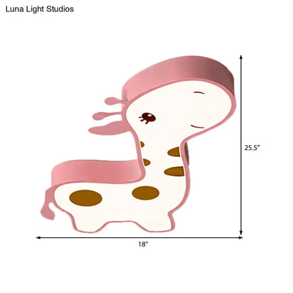 ديكوربايتس™ مصباح LED أكريليك على شكل زرافة، أزرق/وردي، بتصميم كرتوني، مناسب لغرفة النوم