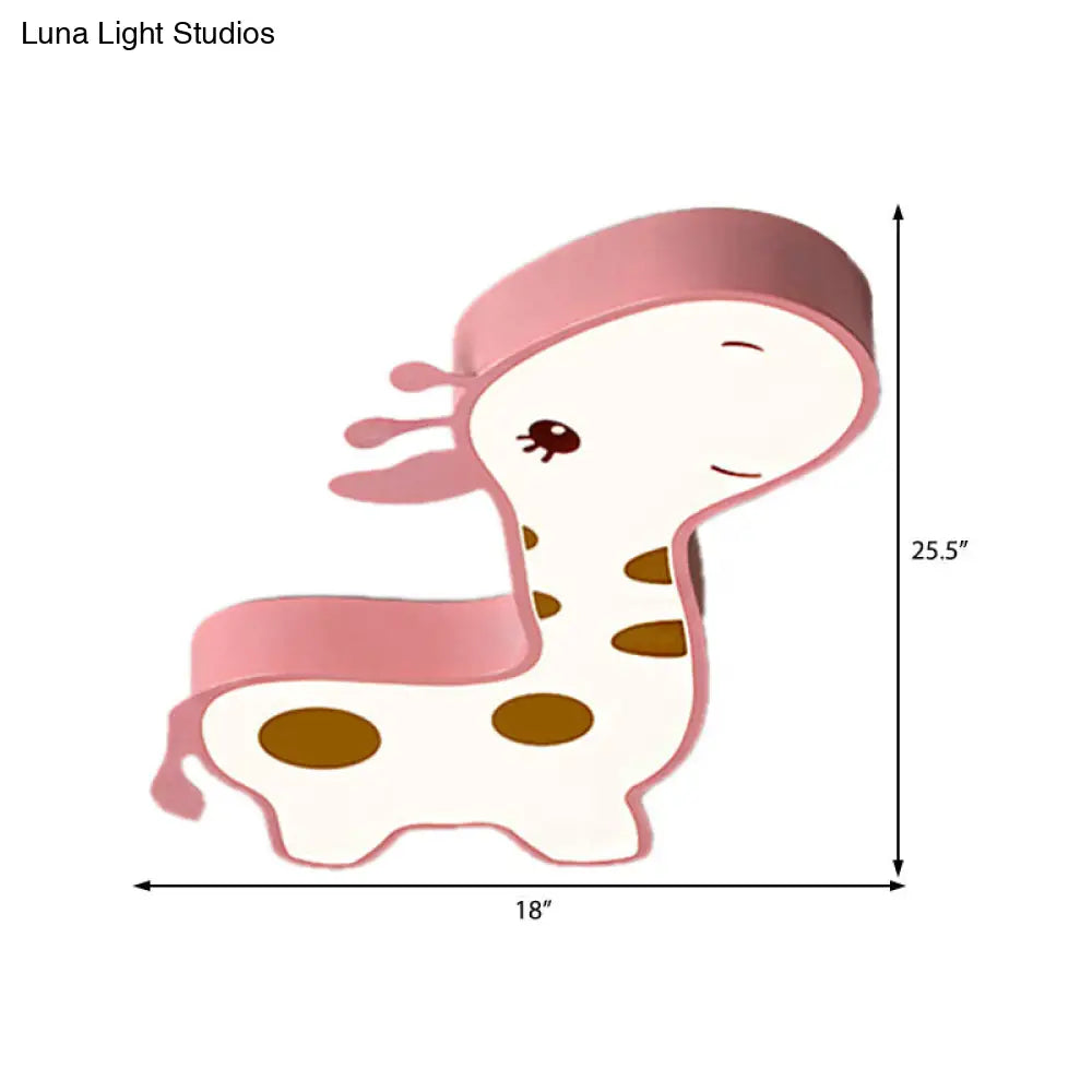 ديكوربايتس™ مصباح LED أكريليك على شكل زرافة، أزرق/وردي، بتصميم كرتوني، مناسب لغرفة النوم