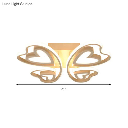 ديكوربايتس™ - مصباح سقف LED لغرفة نوم الفتيات: مصباح فراشة أكريليك على شكل قلب محبب