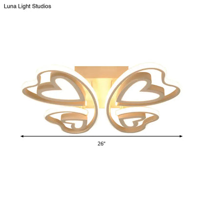 ديكوربايتس™ - مصباح سقف LED لغرفة نوم الفتيات: مصباح فراشة أكريليك على شكل قلب محبب