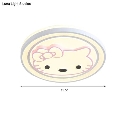 Lámpara de techo LED DecorBites™ para niñas, color rosa, con diseño de dibujos animados y acabado acrílico.