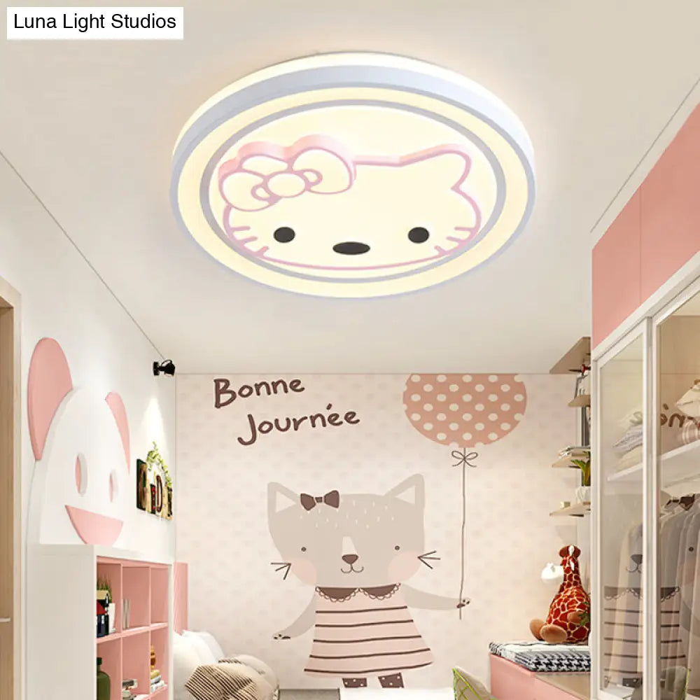 Lámpara de techo LED DecorBites™ para niñas, color rosa, con diseño de dibujos animados y acabado acrílico.
