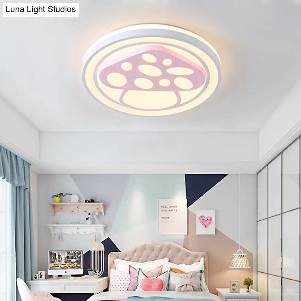 Lámpara de techo LED DecorBites™ para niñas, color rosa, con diseño de dibujos animados y acabado acrílico.