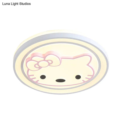 Lámpara de techo LED DecorBites™ para niñas, color rosa, con diseño de dibujos animados y acabado acrílico.