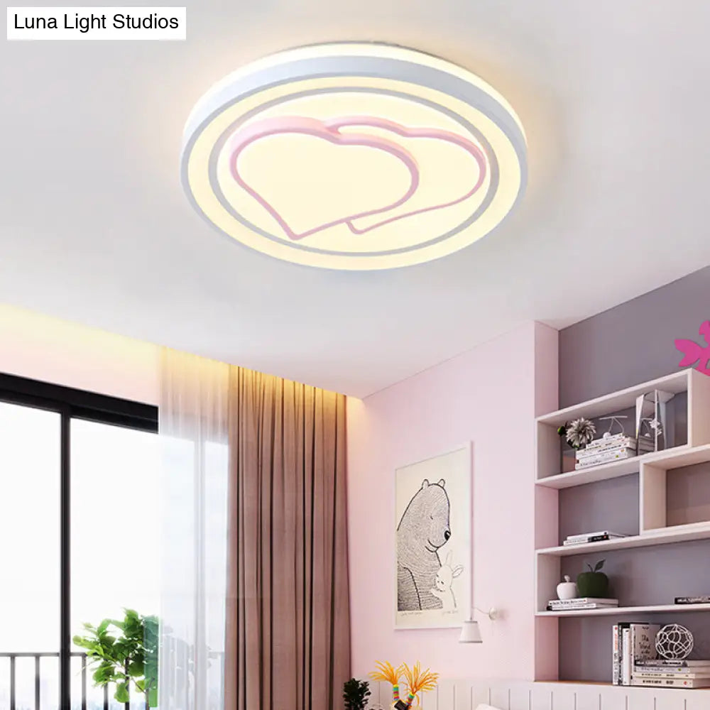 Lámpara de techo LED DecorBites™ para niñas, color rosa, con diseño de dibujos animados y acabado acrílico.