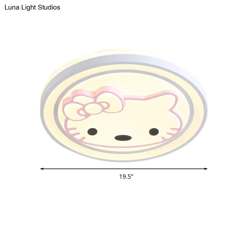 Lámpara de techo LED DecorBites™ para niñas, color rosa, con diseño de dibujos animados y acabado acrílico.