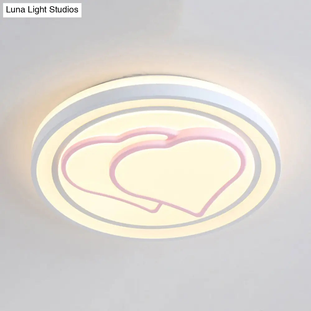 Lámpara de techo LED DecorBites™ para niñas, color rosa, con diseño de dibujos animados y acabado acrílico.