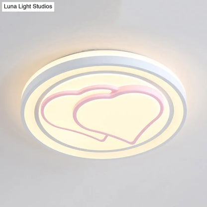 Lámpara de techo LED DecorBites™ para niñas, color rosa, con diseño de dibujos animados y acabado acrílico.