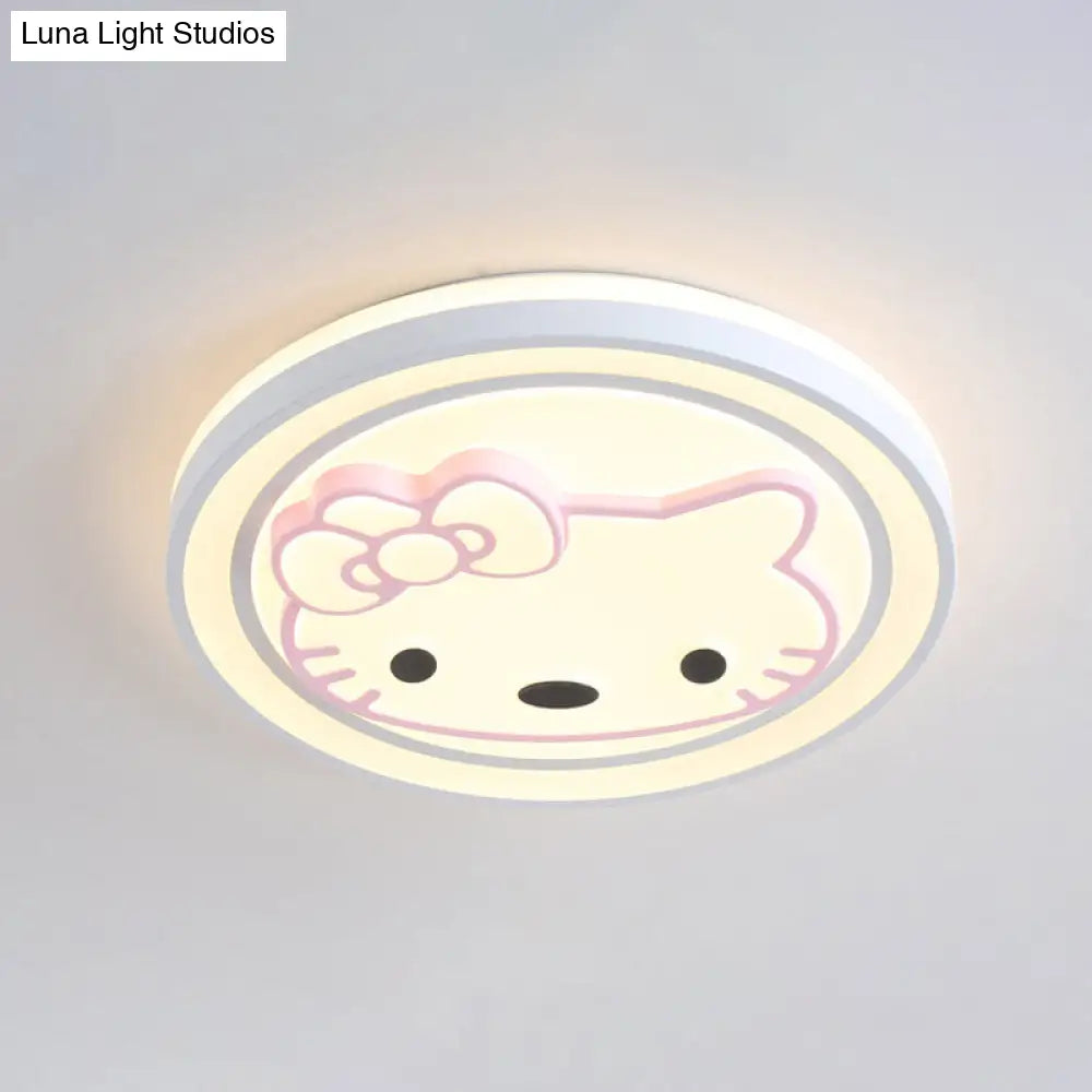 Lámpara de techo LED DecorBites™ para niñas, color rosa, con diseño de dibujos animados y acabado acrílico.