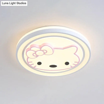 Lámpara de techo LED DecorBites™ para niñas, color rosa, con diseño de dibujos animados y acabado acrílico.