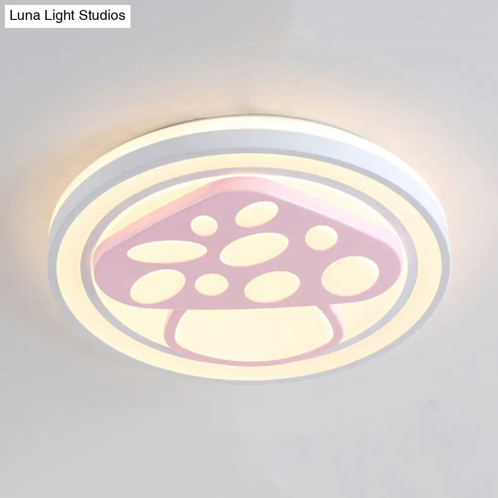 Lámpara de techo LED DecorBites™ para niñas, color rosa, con diseño de dibujos animados y acabado acrílico.