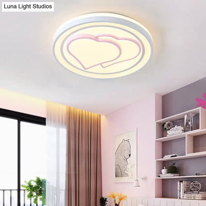 Lámpara de techo LED DecorBites™ para niñas, color rosa, con diseño de dibujos animados y acabado acrílico.